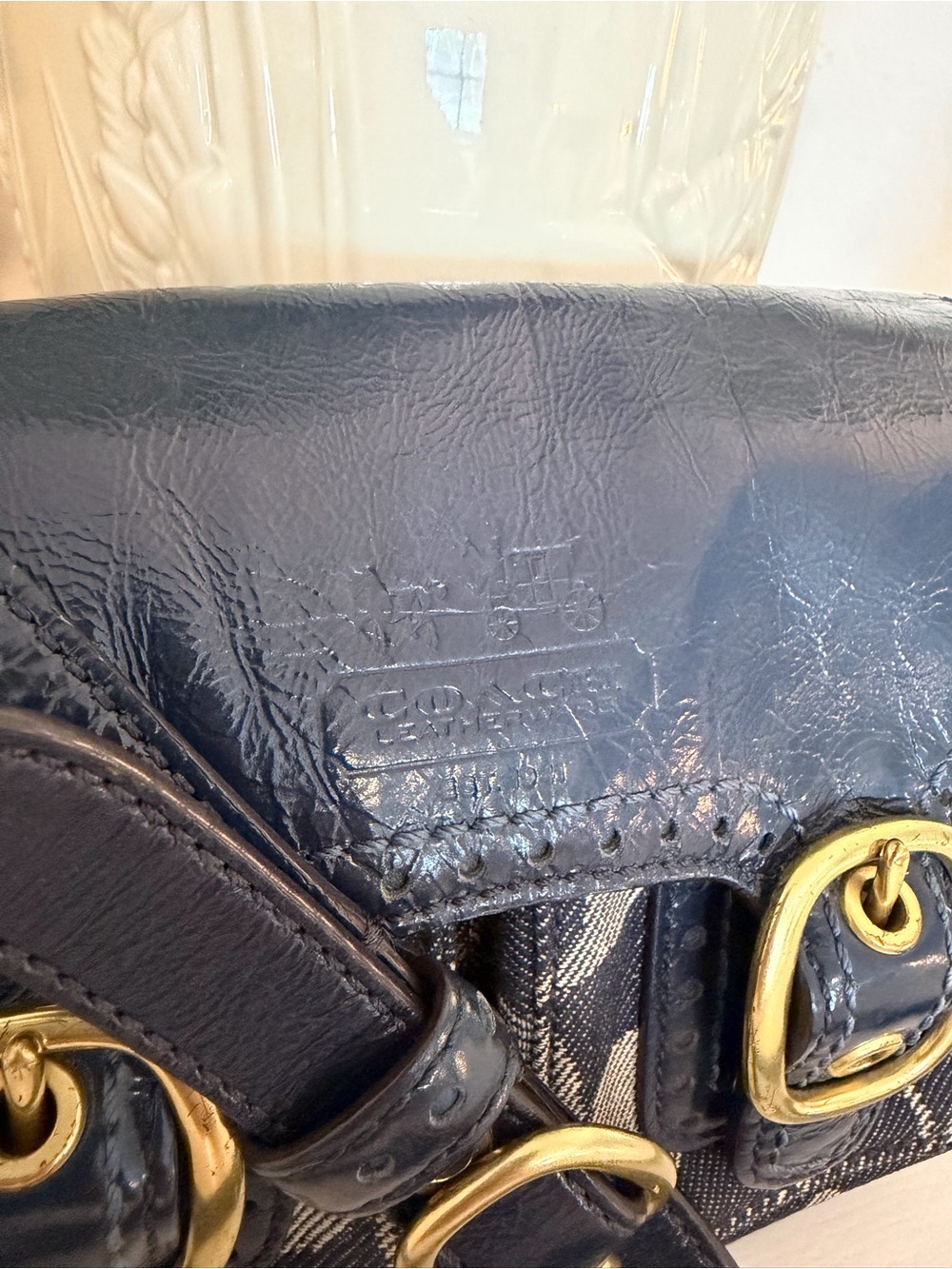 COACH Bleecker Navy Signature Denim & Patent Leather Jessie Crossbody Bag, 12534 - Picture 3 of 16